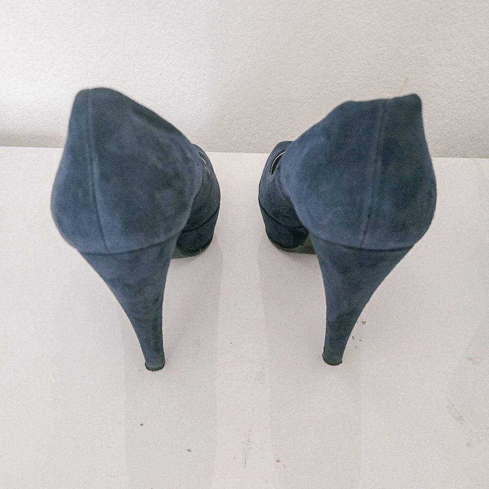 Gastone Lucioli Blue Platform High Heel Pumps 40.5 - Picture 4 of 8